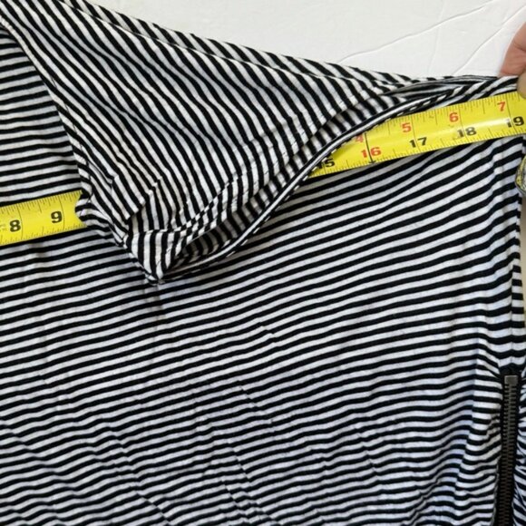 Jacob Vintage Side Zip Slit Ruched Dress Stripe Sheath Drapey Lightweight Crew L - Picture 14 of 15